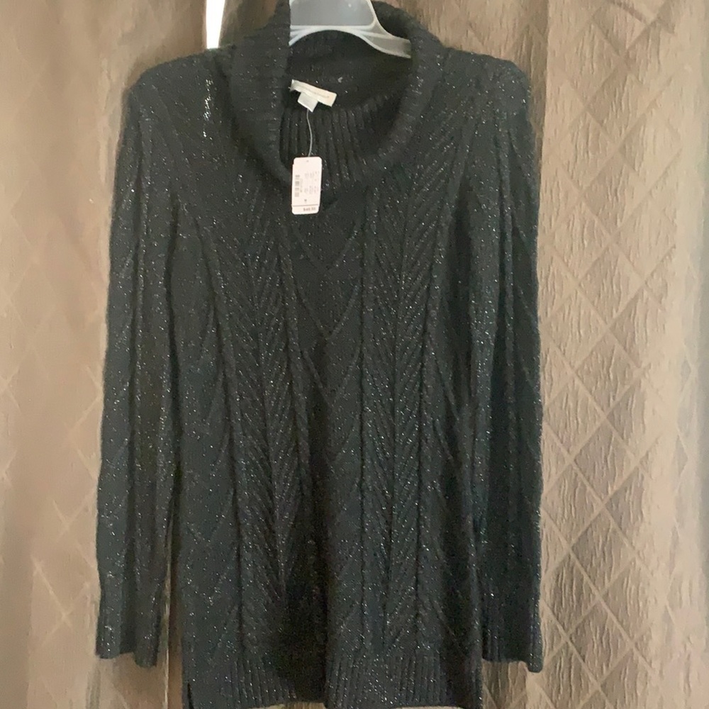 Black cowl neck sweater dress